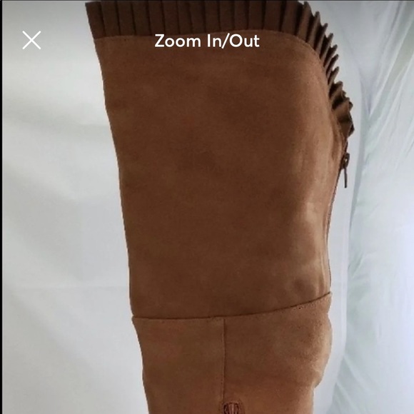 HOT IN HOLLYWOOD Brown Sued Knee High Heels 9M - Picture 9 of 11